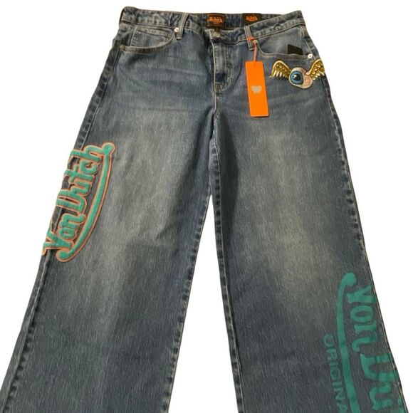 Von Dutch Originals Women’s Wide Leg Streetwear Jeans - Picture 2 of 15